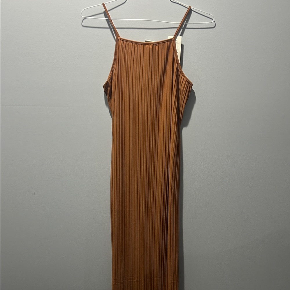 Target Tan Pleated Midi Dress